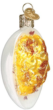Old World Christmas Ornaments: Various Foods Glass Blown Ornaments for Christmas Tree, Deviled Egg, 2.75 x 2.25