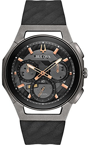 Bulova Herren Chronograph mit Silikonarmband, Gehäusedurchmesser: 43 mm, 98A162