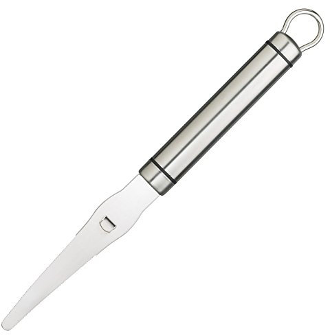KitchenCraft Professionen Grapefruitmesser aus Edelstahl mit doppelt gezacktem Rand und gekrümmten Ende, mit eingebauter Hängeschlaufe, 22.5 cm