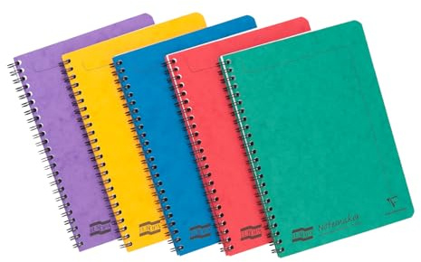 Clairefontaine 4850Z Set of 10 Europa Notemakers Spiral Notebooks - A5 14.8x21 cm - 120 Detachable Ruled Pages - 90 gms White Paper - Card Cover - Random Colours among 5 possible