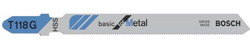 Bosch Professional 3x Hojas de sierra de calar T 118 G Basic for Metal (para Láminas de acero, accesorios Sierra de calar)