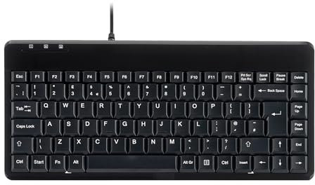 Perixx PERIBOARD-409H Wired USB Compact Mini Keyboard with 2 USB Hubs, Logo Free, UK QWRETY, Black