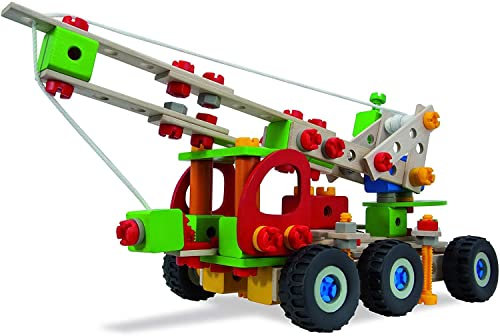 Eichhorn/Heros 100039039 - Constructor Kranwagen, 190-teilig - Holz-Konstruktionsset - 7 Verschiedene Modelvarianten baubar - Made in Germany