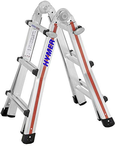 Hymer Teleskopleiter TELESTEP 4x3 (10 Sprossen, Anlegeleiter, Stehleiter, höhenverstellbar 25 cm Schritte) 804212