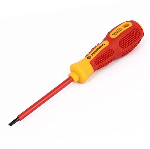 sourcingmap 3mm Tête Aimantée 155mm Longeur Troué Tête Plate Tournevis Rouge