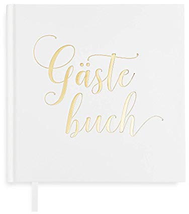 Plantvibes Gästebuch Hochzeit mit Edles Hardcover - Premium Dickem Papier, Es Drückt Nicht Durch - Vintage Hochzeit Gästebuch mit 72 Seiten - Blanko (Weiß-DE, 21x21 cm)