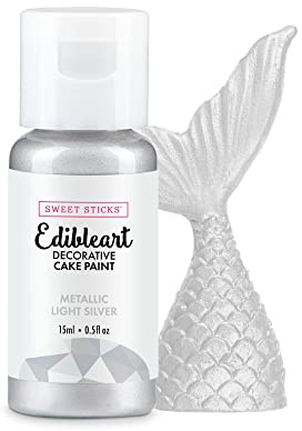 Sweet Sticks Edible Art Decorative Cake Paint 0.5 Ounce (15 Milliliters), Metallic Light Silver