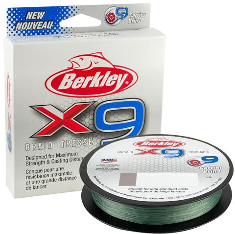 Berkley X9 Braided Fishing Line - 9 Strand Braid Line for Saltwater and Freshwater Fishing, Unisex,, Low-Vis Green, 59.7kg| 219yd | 200m