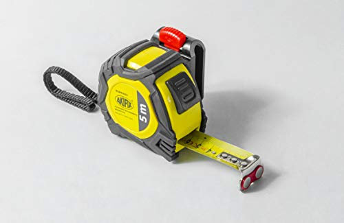 Akifix NSM43003 Flessometro Gommato Magnetico Superprofessionale con Doppia Metrica Up&Down, 10 x 25 mm