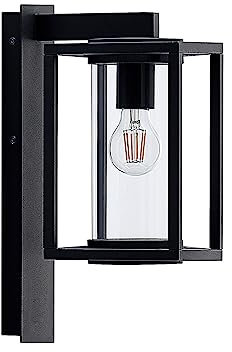 Outdoor Wall Light 'Ferda' dimmable (Modern) in Black Made of Aluminium (1 Light Source, E27) from Lucande | Wall lamp for Exterior/Interior Walls, House, Terrace und Balcony