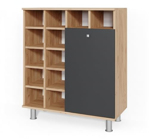 Vicco Badschrank Fynn, Anthrazit, 78.4 x 91.6 cm | mit Körben zur organisierten Aufbewahrung im Badezimmer