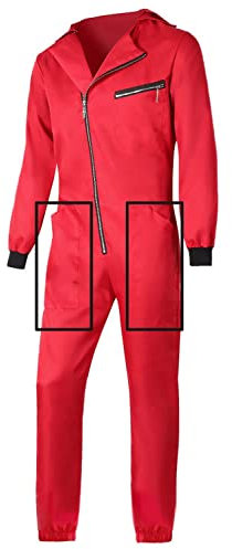 Seawhisper Haus Jumpsuit des Geldes Kostüm Bankräuber Overall Dieb Herren Roter Arbeitsanzug Karnevalskostüme Faschingskostüme Rot