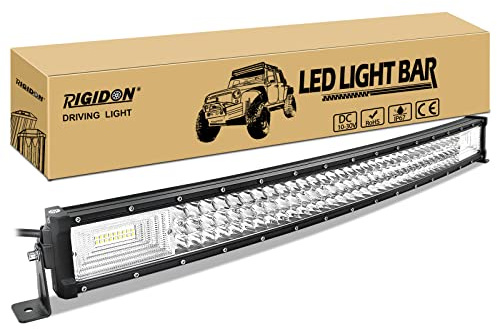 RIGIDON Gebogene led lampe, Led Lichtleiste 12V 24V 32 Zoll 80cm 405W Spot Flut-Combo-Strahl offroad beleuchtung für Auto SUV ATV, UTV, Traktor, LKW, Fahrzeuge, 6000K Weiß led nebelscheinwerfer