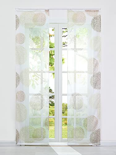 HeichkelL Voile Schiebegardine 2er Set Flächenvorhänge mit Klettband Schiebevorhang für Schienensystem inkl. Klettband und Beschwerungsstangen Fertiggardinen Raumteiler BxH 57x145 cm Sand