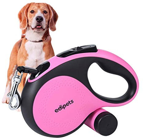 Edipets, Hundeleine, Ausziehbar und Einziehbar, 5 m, Flexibel, für Training und Spaziergänge, für kleine, mittelgroße und große Hunde (Rosa, 5 Meter)