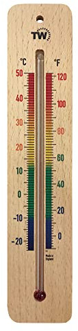 Holzthermometer für den Innenbereich, traditionelles Raumtemperatur-Thermometer, 215 mm, ideal für Zuhause, Büro, Kinderzimmer, Gewächshaus, Schuppen oder Garage, Holz, Wandthermometer, mehrfarbig