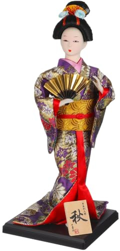 Beavorty Japanische Geisha Kimono Puppe 12.20 Zoll Traditionelle Japanische Puppendekoration Für Wohnaccessoires Home Office Mit Stabilem Stand