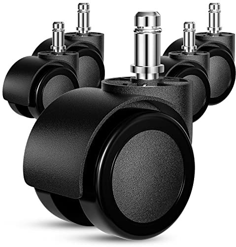 Office Chair Wheels Replacement, 5 Pcs 2 Inch Office Chair Casters Heavy Duty, Computer Desk Chair Wheel Safe Mute Rotating Rubber Wheels for Wood Floors and Carpet, Universal Size Fits 99% by Aisuly