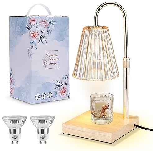 Altueey Dimmable Electric Candle Lamp Warmer with 2 Bulbs and Timer, Vintage Wax Melter, Aromatic Candle Holders for Home Office Bedroom Decor Gifts