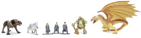 Jada Toys Harry Potter Figuren Set (Mega Pack mit 7 Sammelfiguren in 3 Größen) - Spielzeug aus Metall ab 6 Jahre (Harry, Hermine, Ron, Seidenschnabel, Bergtroll, Fluffy, Drache), je 4-10 cm