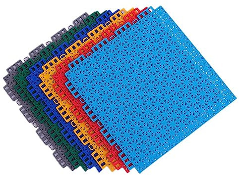Tapis Caillebotis en Caoutchouc 10 pièces de Carreaux de Sol modulaires à emboîtement, salles de Sport, terrasse, Piscine, Cour, sous-sols, gymnases, revêtement de Sol de Garage, 30,5 cm/1 Pied (Colo