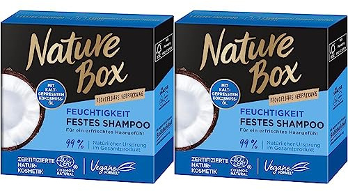 Nature Box Feuchtigkeit Festes Shampoo mit Kokosnuss-Öl, Naturkosmetik Vegan, 250 milliliters, 2er Pack (1 x 85g)