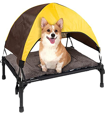 Hundeliege Outdoor Mit Dach, Kühlendes Erhöhtes Hundebett, Tragbares Faltbares Erhöhtes Hundebett, Abnehmbares Camping Hundebett Mit Baldachin, Geeignet Für Kleine Mittelgroße Hunde Katzen