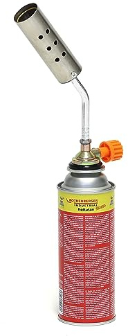 ROTHENBERGER Industrial Schrumpfbrenner 1300 °C mit 1 x RoButan Gaskartusche 393 ml | Gasbrenner | Lötbrenner | Schweißbrenner | Bunsenbrenner | Abflammgerät | einstellbare Flamme