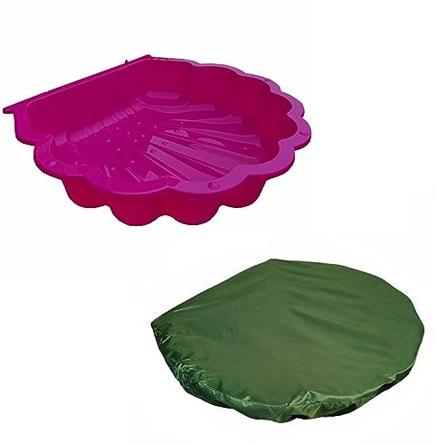 Coquillage à eau, bac à sable, avec couvercle, au choix, magenta avec bâche de recouvrement