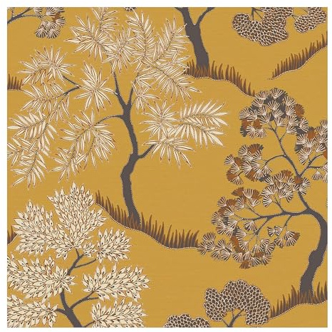 Sublime Tree Floral Ochre Wallpaper | Paste the Wall Application | White Floral | 10M Roll