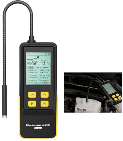 MOTOCOCHE Automotive Brake Fluid Tester - High Precision Car Brake Fluid Detector with High Sensitivity Test Probe, 2.8” LCD Backlight Screen Brake Oil Detector for DOT3 DOT4 DOT5.1 Brake Fluid