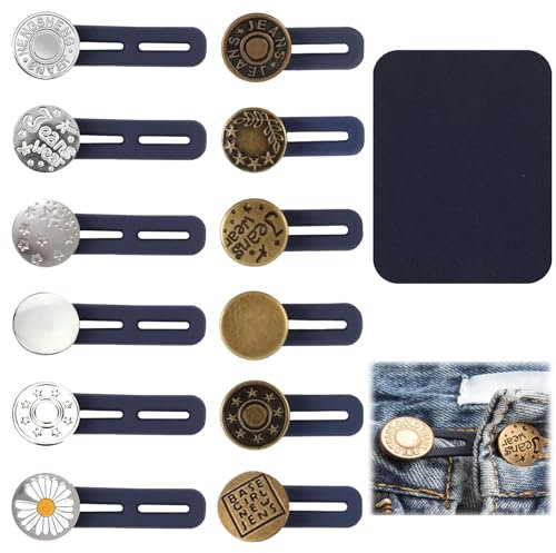 Knopfverlängerung für Hosen, 12 Stück Hosenbunderweiterung Knopf, Hosenbund Verlängerung, Hosen Expander Button, Taille Extender Knopf, Hosenerweiterung, Für Jeans, Hose, Anzughose (lang, Kurz)