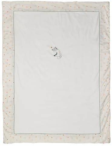 Nattou Große Kuscheldecke aus Baumwolle und Polyester, Dachs Felix, 100 x 135 cm, Felix und Leo, Weiß