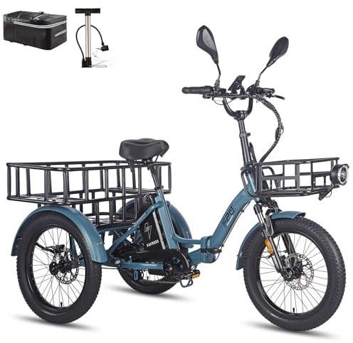 Fafrees F20 Mate E Bike Dreirad für Erwachsene 48V Zulassung [ Offiziell ] Herren E Bike Damen, Elektrofahrrad 3 Rädern 65N.m, Elektro Dreirad 20 Zoll, Ebike Lastenfahrrad IPX5, Fahrrad Fatbike 180kg