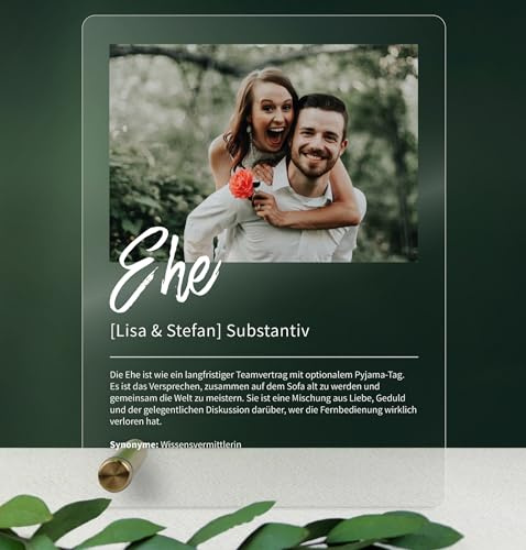 Ehe Geschenk personalisiert - Acryl Geschenk - Definition: Ehe - Ehe Geschenk, Hochzeitstag, Geschenk zum Hochzeitstag, Lebenspartner, Bestes Team