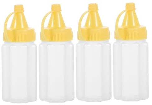 SOESFOUFU 4 Stück Quetschflaschen für Salatdressing und Würzmittel 30ml Pp Material Auslaufsicher Präzises Ausgießen für Outdoor und Reisen