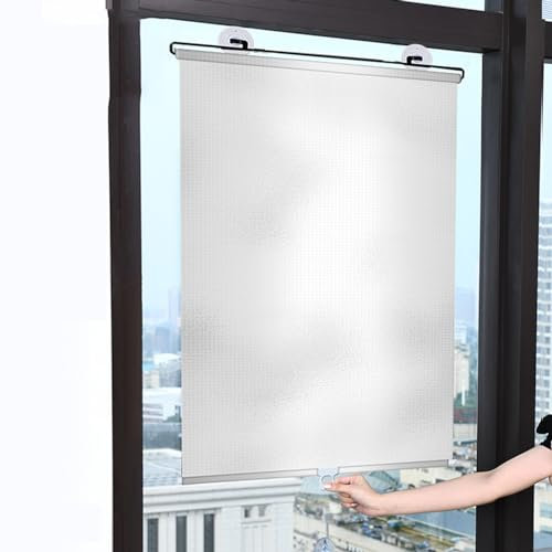 Suction Cup Window Shade,Heat Insulation Blackout Roller Blinds,Adjustable Blackout Curtains,Sun Shade Full Blackout,Shade Net Retractable,for Living Kitchen Car Bathroom (45x125cm)