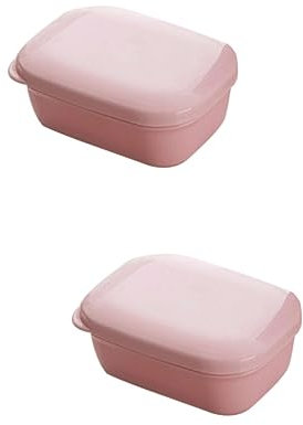 Ciieeo 2Er-Box Seifenetui seifenbox Seifen Halter Reise seifenbehälter Behälter mit Deckel Seifenschale Seifenhalter Seifenständer Seifenspender Rechteck Seifenkiste Wanne Container Rosa