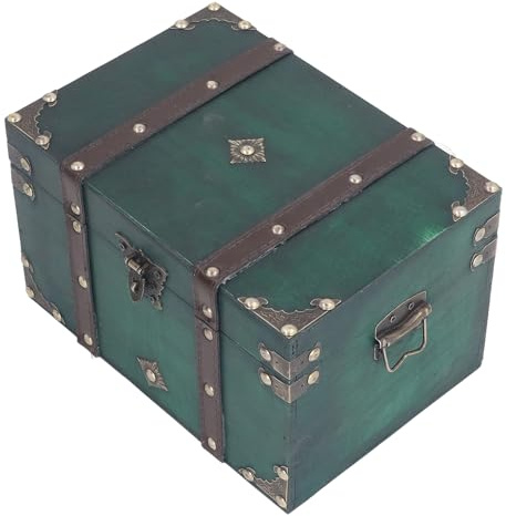 Wood Storage Box, Large Capacity Burrs Free Vintage Organizer Box Polished Interior Decorative for Bracelets (XL Box with Key Lock)