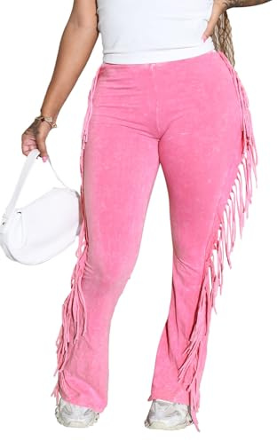XZLUFNY Girls Bell Bottom Pants Comfy Lightweight Boot Cut Cocktail Party Trousers Full Length Leggings Pink S