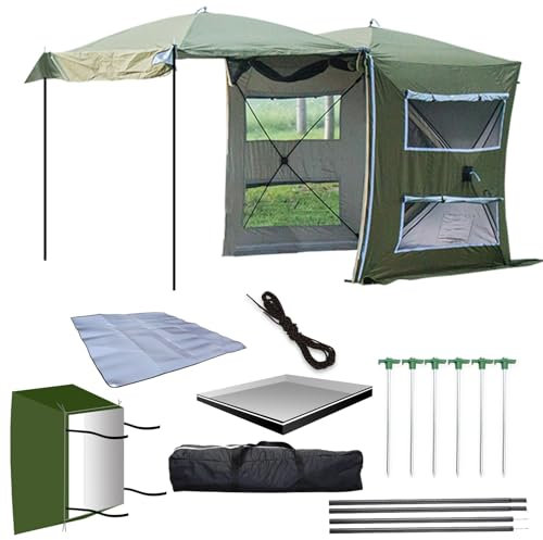 MIAOMI Auto-Heckzelt, Pickup Truck Tent with Rain Layer and Carry Bag, Waterproof Double Layer Truck Tent for Camping, Accommodate, for Camping Traveling Outdoor Activities(Verde,Large)