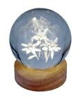 Pfrontenschmuck Glaskugel mit edlem Holzsockel und elektr. Beleuchtung ca. 8cm Lampe Edelweiß