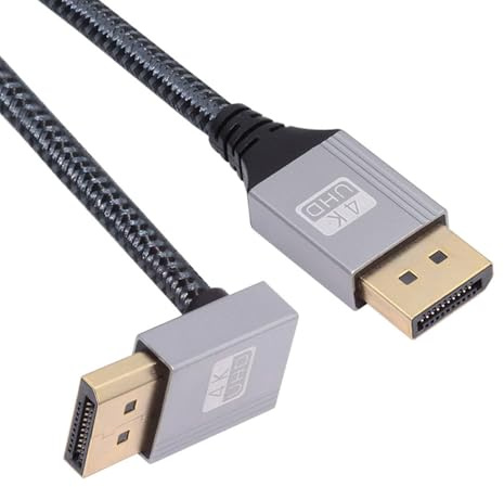 cablecc Câble DisplayPort DP vers DP Ultra HD UHD 4K 60 Hz 32,4 Gbit/s haut débit coudé Argenté 1 m