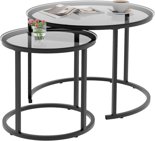 Huhote Satztische (graues Glas)