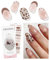 JMEOWIO Gel Nail Stickers Cream Coffee French Tip Leopard Print Semi Cured Gel Nail Strips Wraps UV/LED Nails Art Design Decoration Accessories