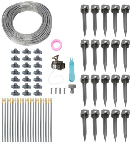 82ft 4/7 Drip Irrigation System Kit Garden Watering System Automatic Irrigation Equipment Set for Lawn Raised Bed Greenhouse Plant Watering