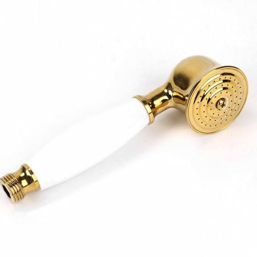 Wuyangcun Handbrause, goldfarben und weiß, Keramik, Telefon-Stil, massives Messing, 18 cm, Griff G1/2-Anschluss