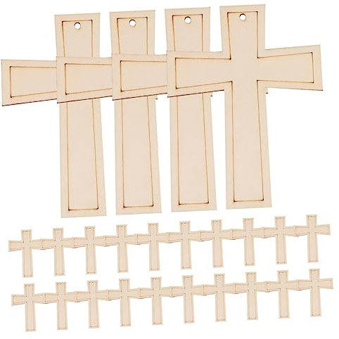 Pezzi ciondolo decorativo in trucioli di legno a forma di fabbricazione decorazione casa graffiti marker fette fatte a mano fai da te fette di legno a croce Bambù