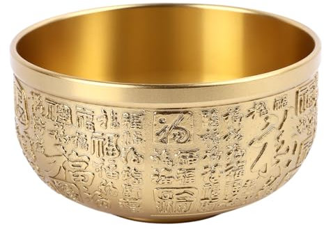 Fdit Tazón del Tesoro de Latón, Feng Shui Prosperidad Ofreciendo Cuenco para la Decoración de la Oficina en Casa, Bendiciones Eternas con Relajación y Simbolismo
