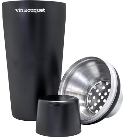 VB Vin Bouquet FIK 1467 Coctelera Negra de 700 ml, Acero Inoxidable, diseño Elegante y Resistente, Ideal para Preparar cócteles y Combinados